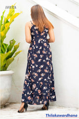 Aura Floral Printed Strappy Maxi Dress