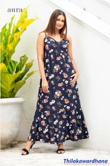 Aura Floral Printed Strappy Maxi Dress