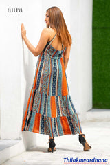 Aura Printed Strappy Maxi Dress