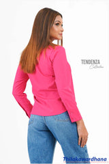 Tendenza Concealed Placket Long Sleeve Top