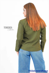 Tendenza Concealed Placket Long Sleeve Top