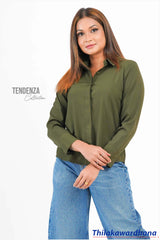 Tendenza Concealed Placket Long Sleeve Top