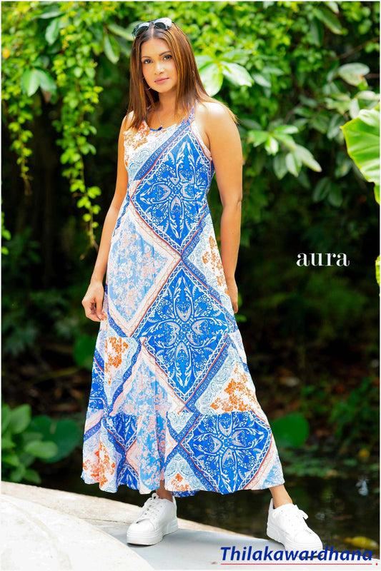 Aura Printed Strappy Maxi Dress