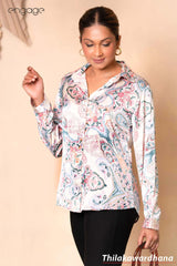 Engage Long Sleeve Printed Satin Top