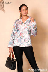 Engage Long Sleeve Printed Satin Top