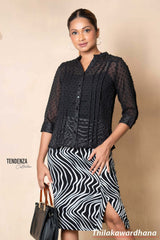 Tendenza Pintuck Detailed 3/4 Sleeve Top