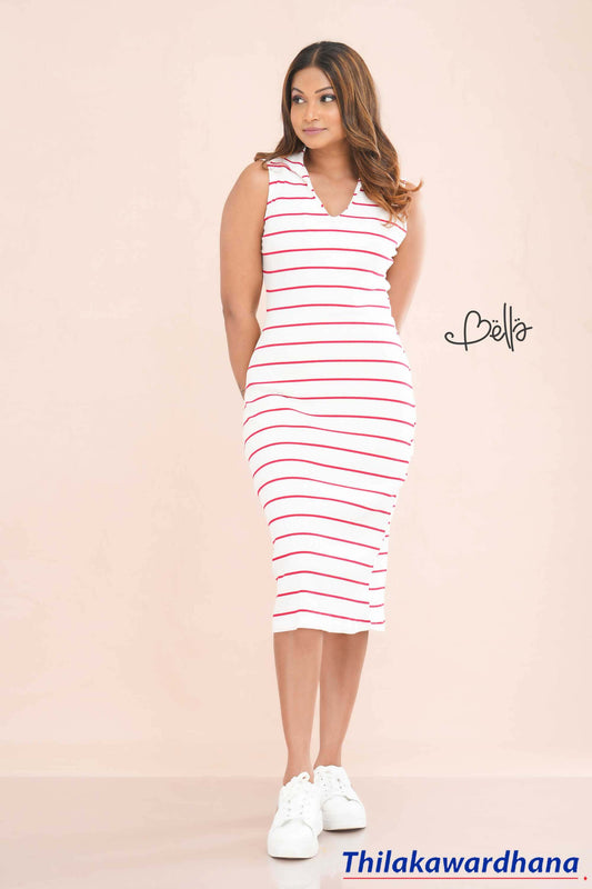 Bella Sleeveless Striped Bodycon Dress