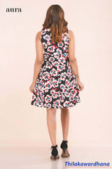 Aura Sleeveless Floral Printed Skater Dress