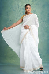 Border Detailed Linen Cotton Saree