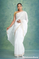 Border Detailed Linen Cotton Saree