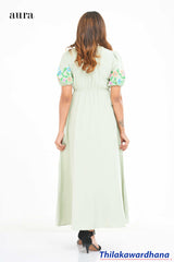 Aura Embroidered Overlap Maxi Dress