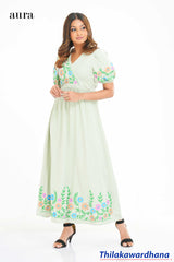 Aura Embroidered Overlap Maxi Dress