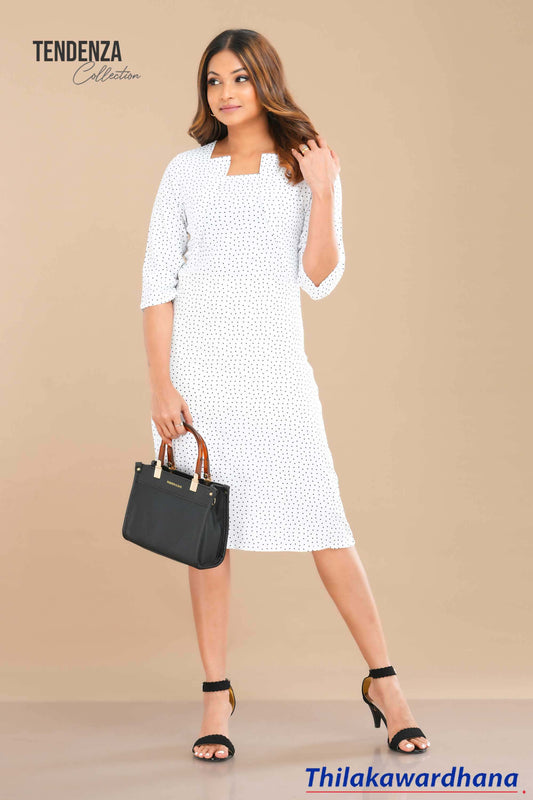 Tendenza Elbow Sleeve Printed Midi Dress