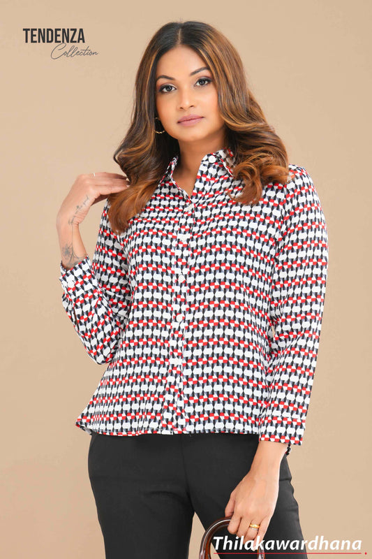 Tendenza Long Sleeve Printed Top