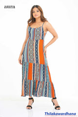 Aura Printed Criss Cross Back Maxi Dress