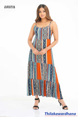 Aura Printed Criss Cross Back Maxi Dress