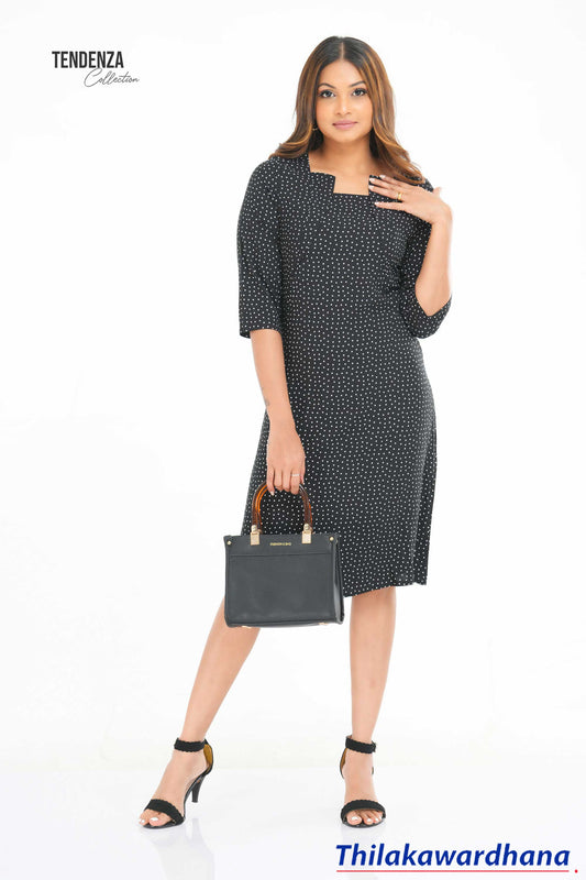 Tendenza Elbow Sleeve Printed Midi Dress