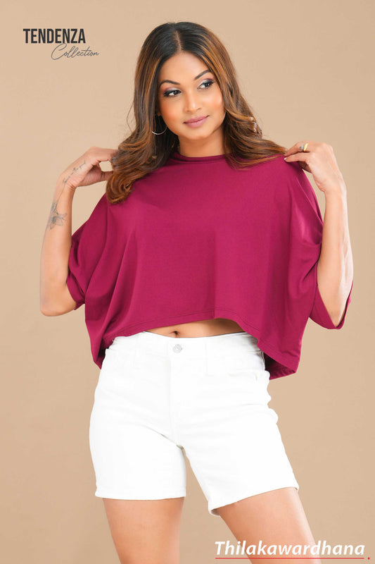 Tendenza Batwing Sleeve Crop Tee