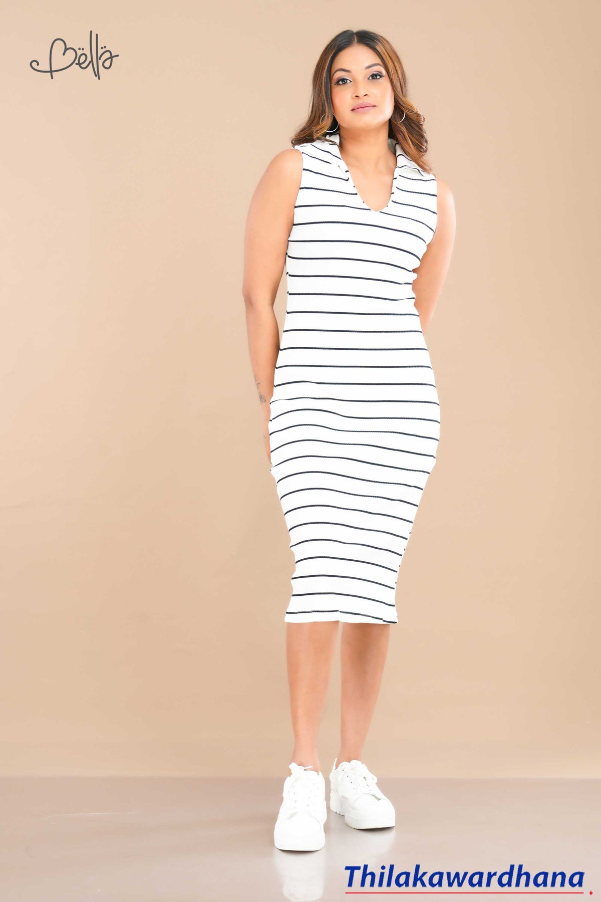 Bella Sleeveless Striped Bodycon Dress