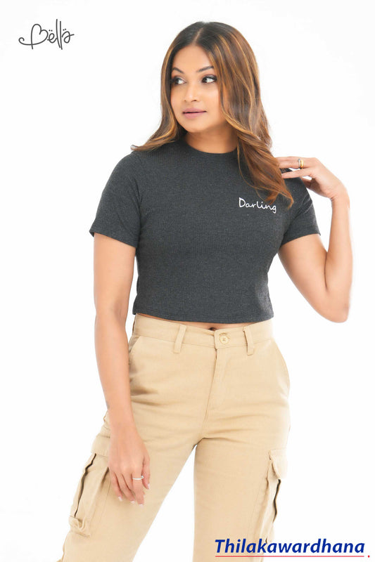 Bella Crew Neck Crop T Shirt