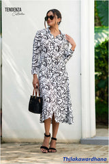 Tendenza Long Sleeve Printed Dress