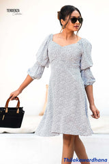 Tendenza Sweetheart Neckline Puff Sleeve Dress