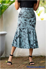 Tendenza Printed Godet Midi Skirt