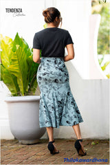 Tendenza Printed Godet Midi Skirt