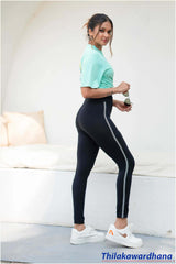 Contrast Detailed High Waist Legging - Free Size