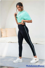 Contrast Detailed High Waist Legging - Free Size