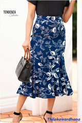 Tendenza Printed Godet Midi Skirt