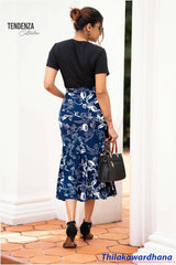 Tendenza Printed Godet Midi Skirt