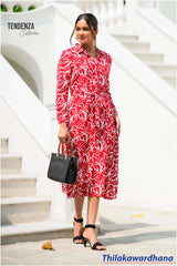 Tendenza Long Sleeve Printed Dress