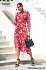 Tendenza Long Sleeve Printed Dress