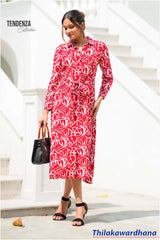 Tendenza Long Sleeve Printed Dress