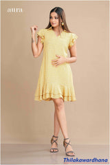 Aura Sunny Checkered Flutter Dress