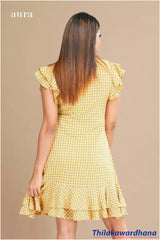 Aura Sunny Checkered Flutter Dress