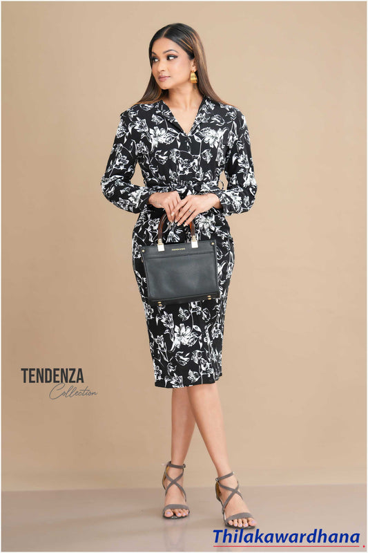 Tendenza Tab Sleeve Belted Shirt Dress