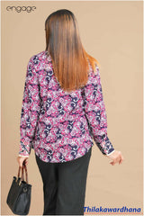 Engage Floral Stripes Elegance Satin Top