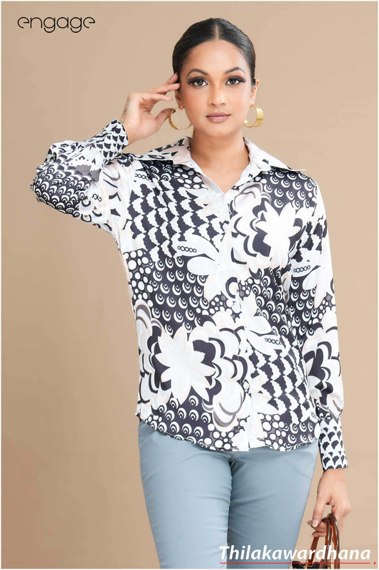 Engage Printed Elegance Satin Top