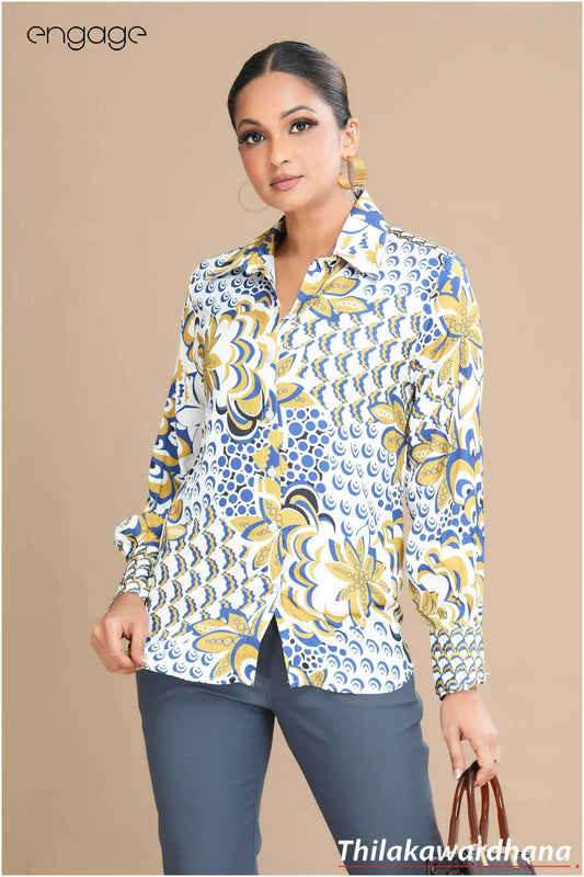 Engage Printed Elegance Satin Top