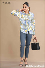 Engage Printed Elegance Satin Top