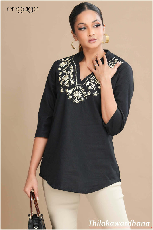 Engage Embroidered Linen Top