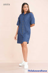 Aura Denim Chambray Shift Dress