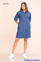 Aura Denim Chambray Shift Dress