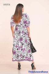 Aura Waist Belted Printed Midi Dress