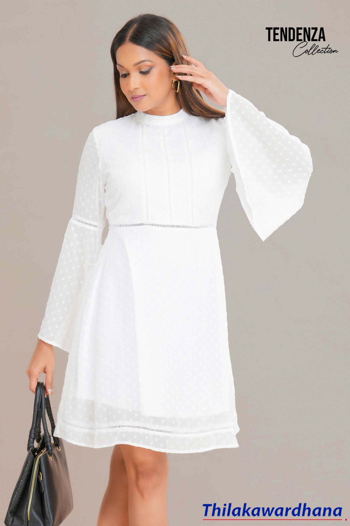 Tendenza Bell Sleeve Lace Detailed Dress