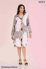 Aura Paisley Chic Satin Shirt Dress