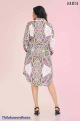 Aura Paisley Chic Satin Shirt Dress