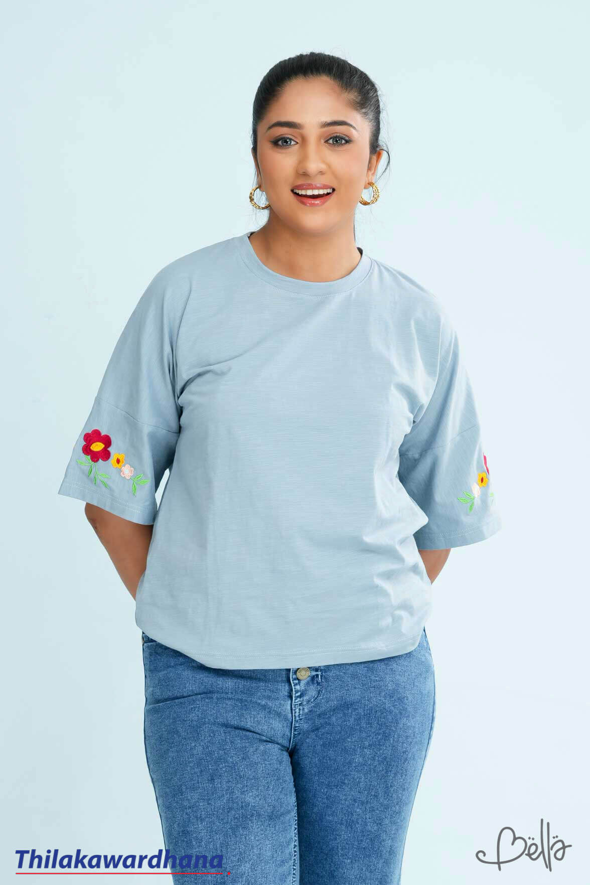 Bella Sleeve Embroidered T Shirt